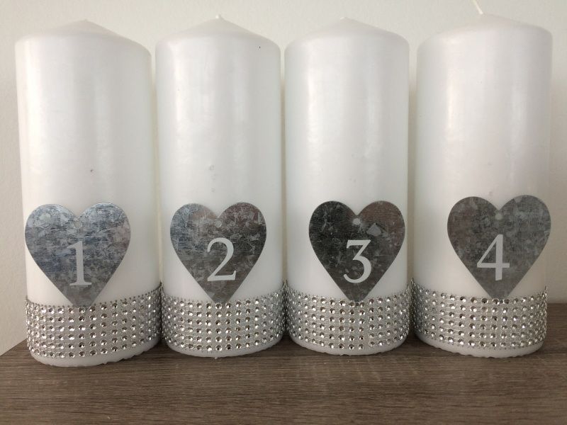 Adventstall 1 2 3 4 metall hjerte