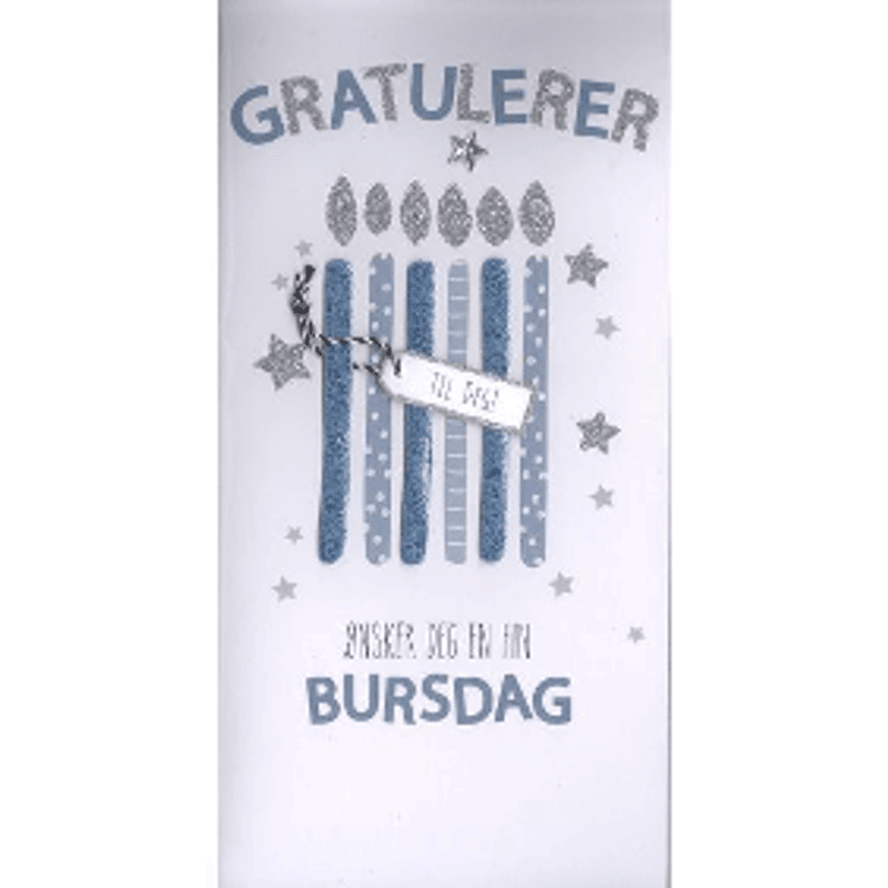 Kort Blå Gratulerer/champagne