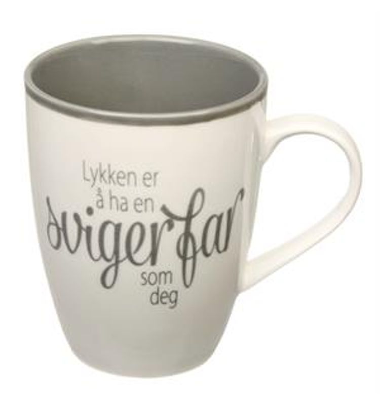 Krus lykken...Svigerfar hvit m/grå tekst