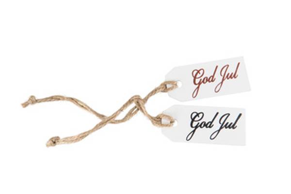 Treetikett God Jul Hvit/sort 5,5 cm