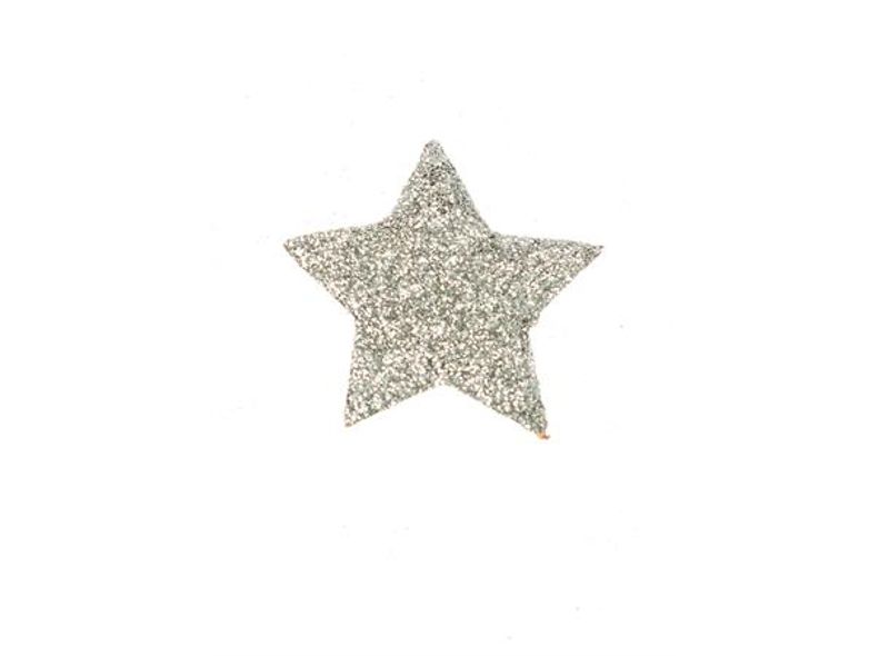 Papirstjerne 5 cm sølv glitter 12 pk