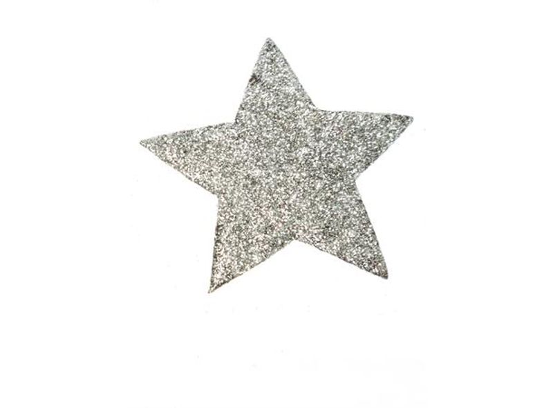 Papir stjerne 7 cm sølv glitter 6 pk
