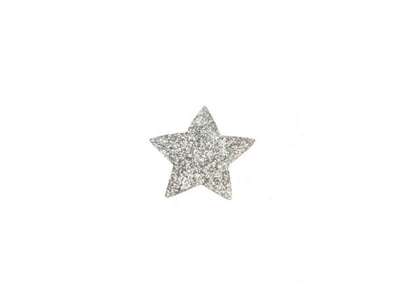 Papir stjerne 3 cm sølv glitter 18 pk