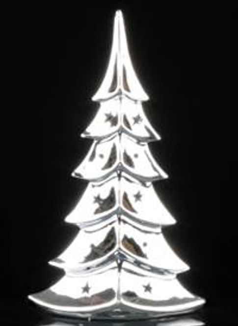 Hovedbilde Juletre m/stjerner sølv  35cm