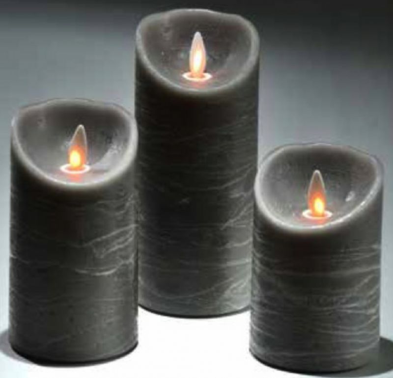 Kubbelys voks mørk grå 7,5x15cm, batteri