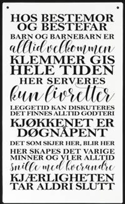 Hovedbilde Metallskilt: Barnebarnregler 