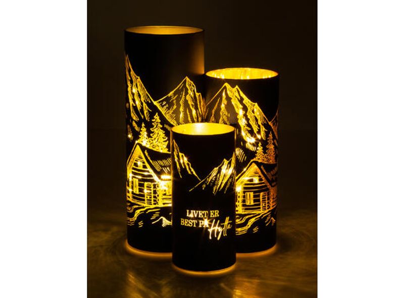 Lyslykt led Livet på hytta 7x15 cm 3xAAA batteri/timer