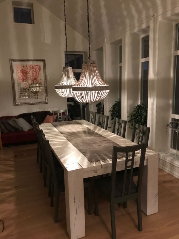 Taklampe Luna Old White beads 