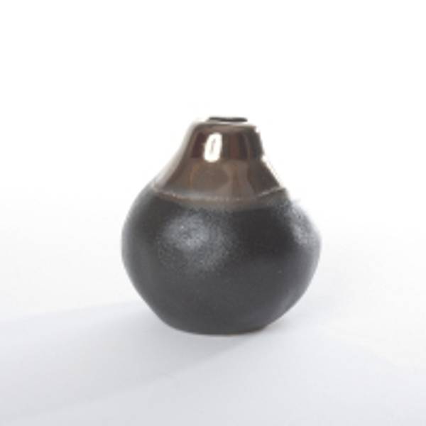 Vase keramikk sort/gull 8x8x8 cm