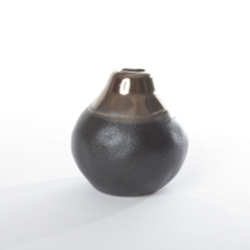 Vase keramikk sort/gull 8x8x8 cm