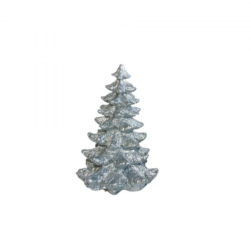 Juletre 12 cm sølv med glitter