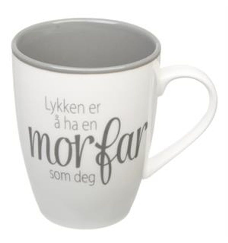Krus Lykken...Morfar hvit m/grå tekst
