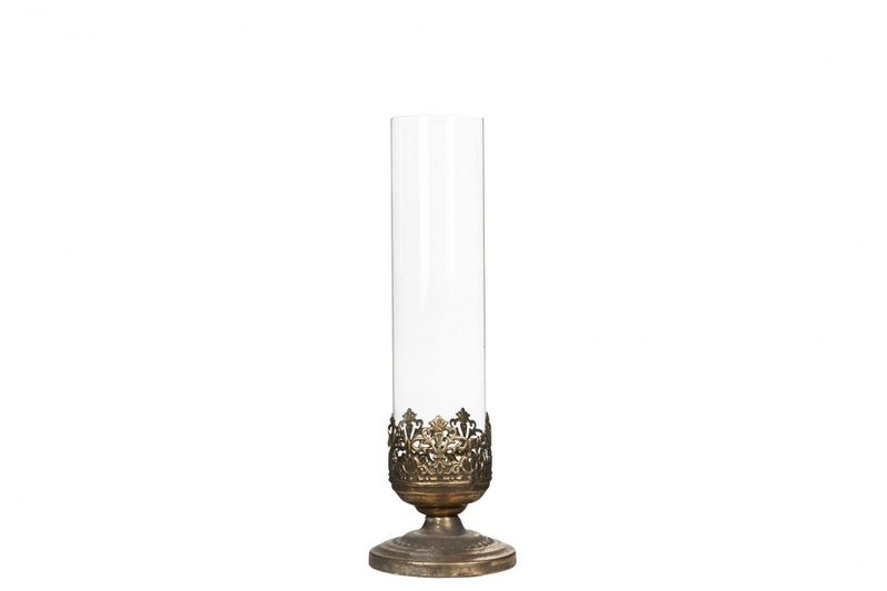 Lyslykt G brun/glass 12x37 cm