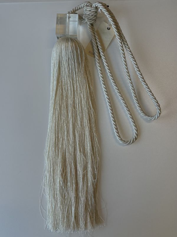 Gardinholder Lys krem med glasskloss 46 cm + 38 cm strepp