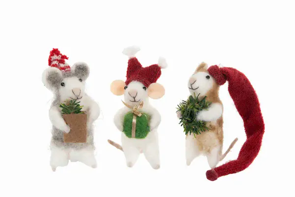 Julemus laget av ull 10 cm. Pakke