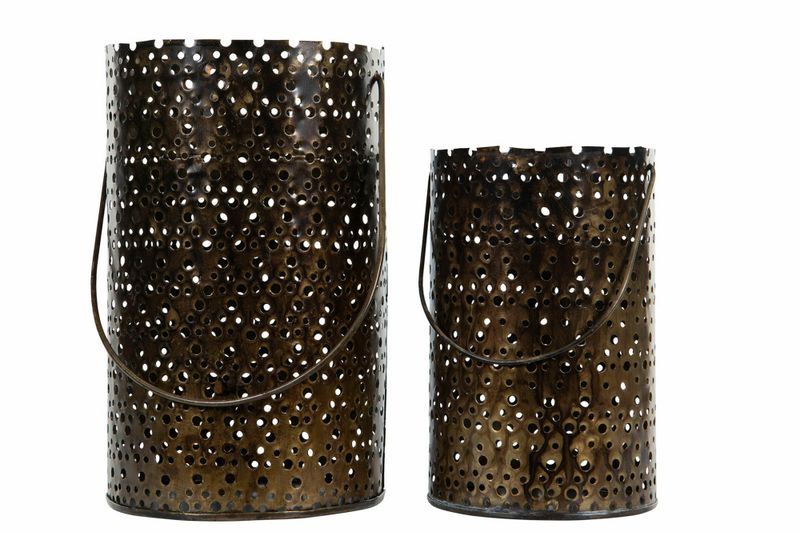 Lys lykt Twinkle ant brun metall Ø18 x 30 cm