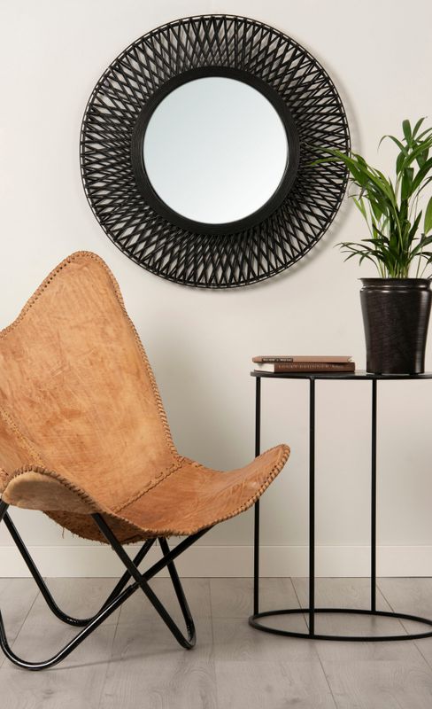 Speil rund sort bambu Ø 80 x 11 cm