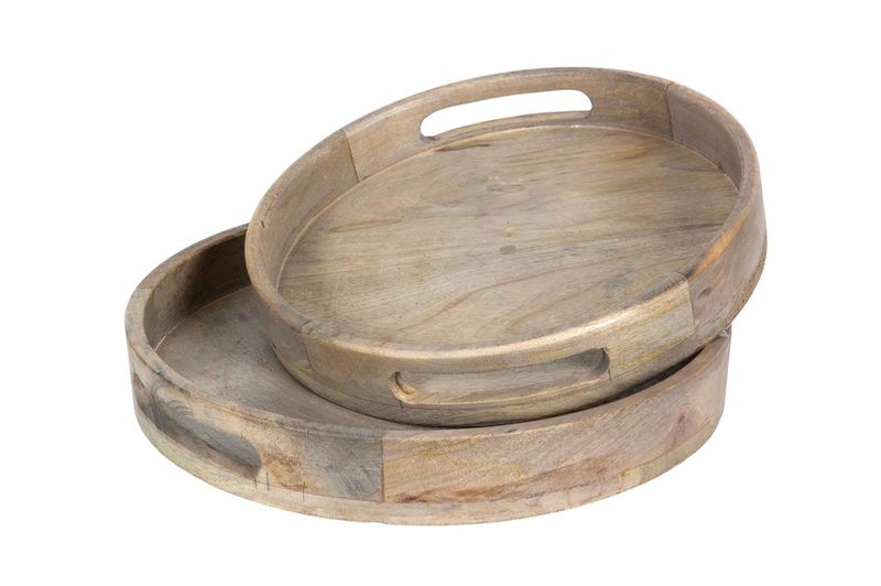 Lysfat/serveringsfat Antikk tre 33x5,5 cm