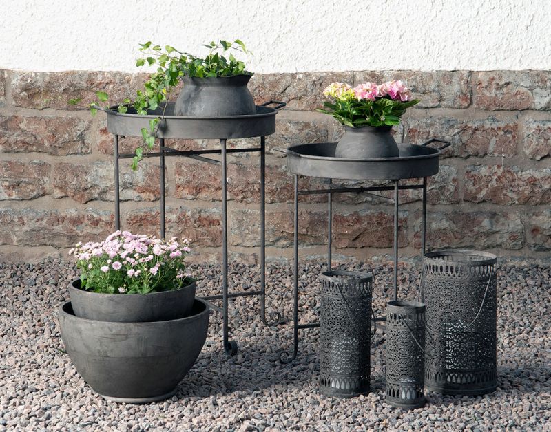 Lykt sylinder Grå metall Ø20x36 cm