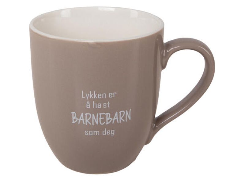 Krus lykken...Barnebarn beige m/hvit tekst