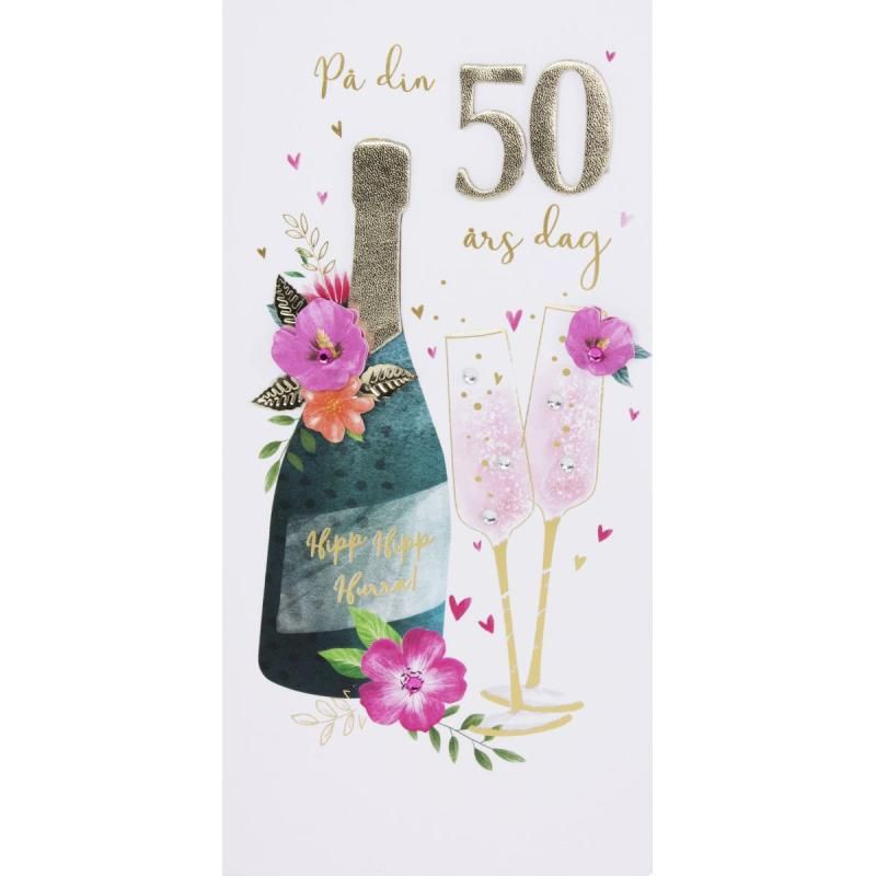 Kort 50 år champagne dobbel