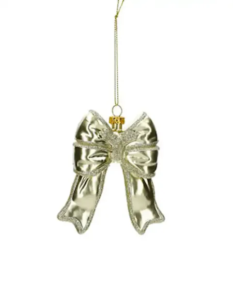 Rosett heng gull/glitter  H 12 cm